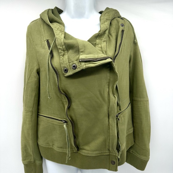 ❤️ Free People Carmen Moto Hoodie Jacket Cardigan NWT Olive Women’s Small - Picture 7 of 9